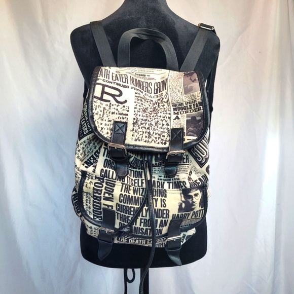 Warner Bros. Handbags - Harry Potter Daily Prophet Allover Newspaper Print Slouch Backpack